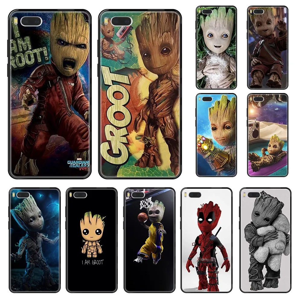 Мягкий черный чехол с изображением стражи Галактики грута Marvel для Xiaomi Redmi Mi 3 5 6 8 9