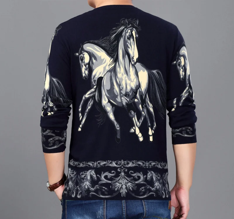 Животное гедрукт Trui Mode Trui Erkek Kazak Mannen Slim Fit Pull Homme Trui Heren Chompas Hombre Lente Kleding