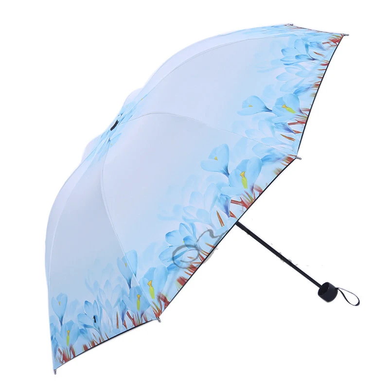 

UV Protection Rain Folding Ladies Small Tri-fold Sun Umbrellas Print Peony Parasol Mini Umbrella Rain Women New Travel Portable