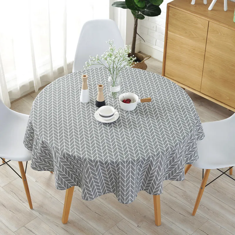 

Lanke Linen table cloth Round Waterproof Oilproof With Tassel , Dining Tablecloth for Home Christmas Birthday Party