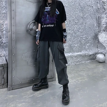 

Women's Trousers Japanese Kawaii Harajuku Ulzzang Bf Vintage Solid Color Loose Overalls Female Cute Clothing For Women
