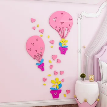 

Love hot air balloon 3d acrylic crystal wall stickers living room bedroom sofa TV background wall warm decoration stickers