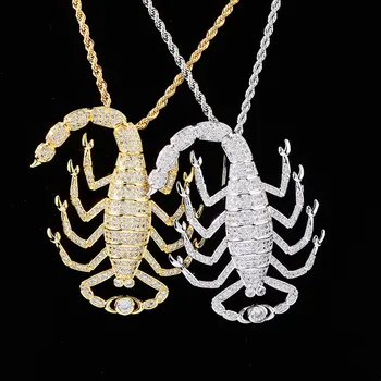 

AAA Cubic Zirconia Big Scorpion Necklace Punk Animal Scorpio Pendant Necklaces Men Statement Jewelry Birthday Gift Wholesale