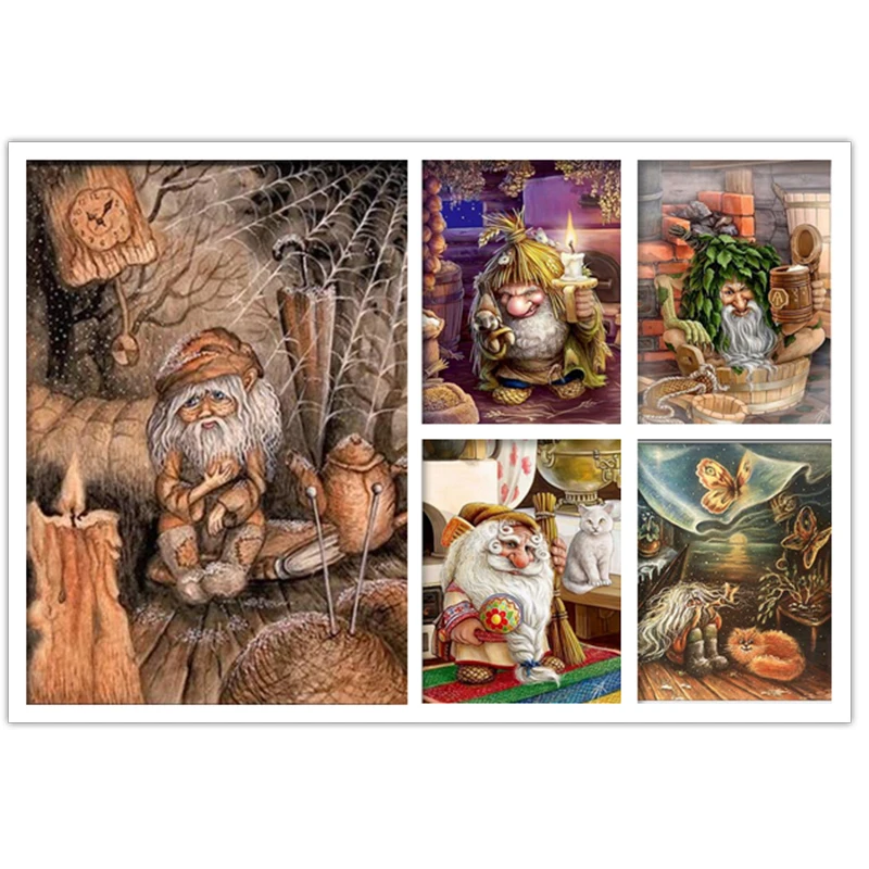 Новый 5D DIY Алмазная картина белая борода земля дедушка метла мультфильм вышивка