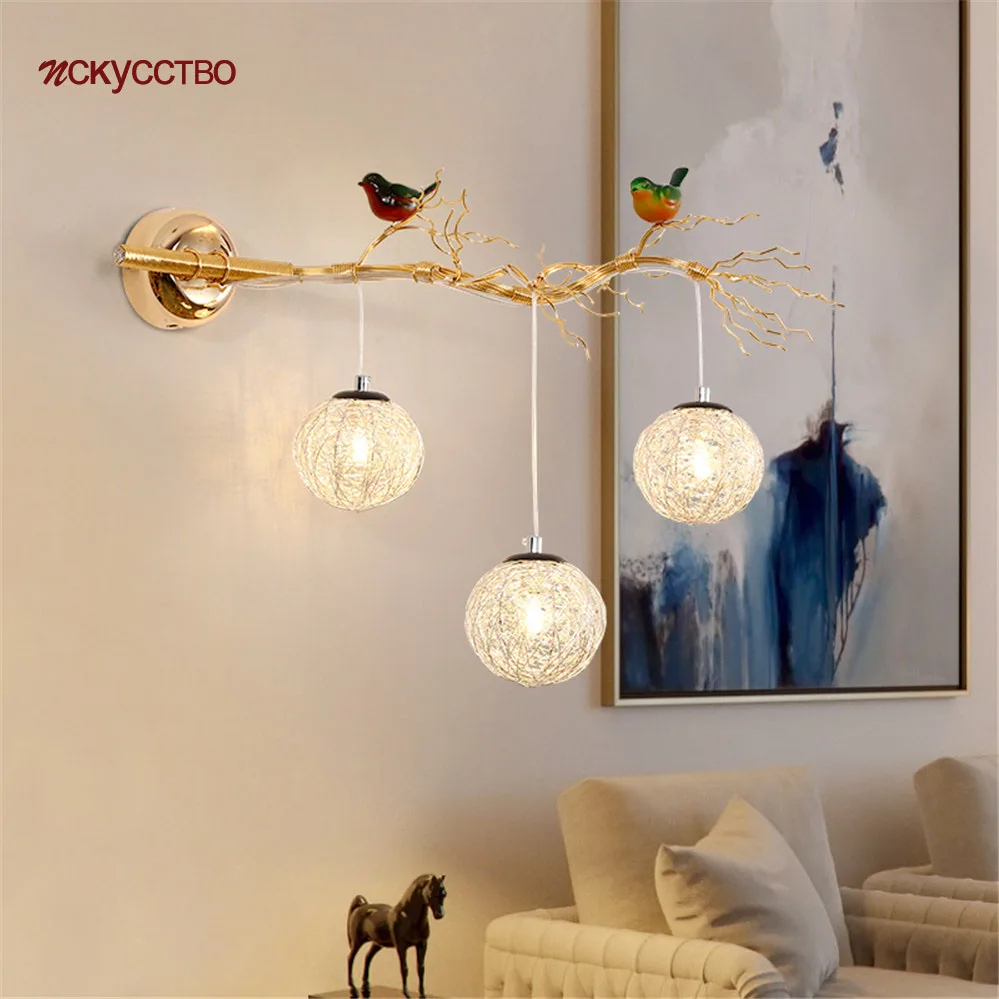 Nordic Bird Nest Aluminum Art Deco Wall Lamp For Dining Room Villa