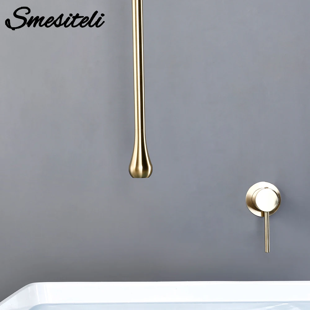 Smesiteli Brushed Gold Water Droplets Ceiling Basin Hot Cold Water Sink