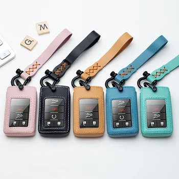 

Colorful Leather Remote Keyless Car Key Case Cover For Cadillac CTS Escalade SRX ATS STS Square Key Holder Bag Auto Accessories