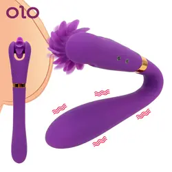OLO 12 скоростей вращения фаллоимитатор вибраторы Стимулятор клитора ласки языком игрушка G Spot вибрационный оральный секс игрушки для женщин