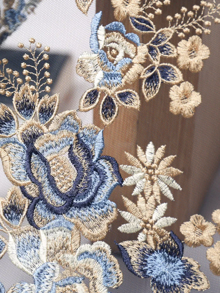 5 ярдов напрямую от производителя шифон Вышивка ткань марля свадебное платье украшение завод листья кружева цветок сетка ткань