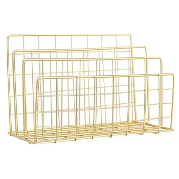 

2Pcs Grid Iron Desktop Storage Shelf Bookshelf Magazine File Storage Rack