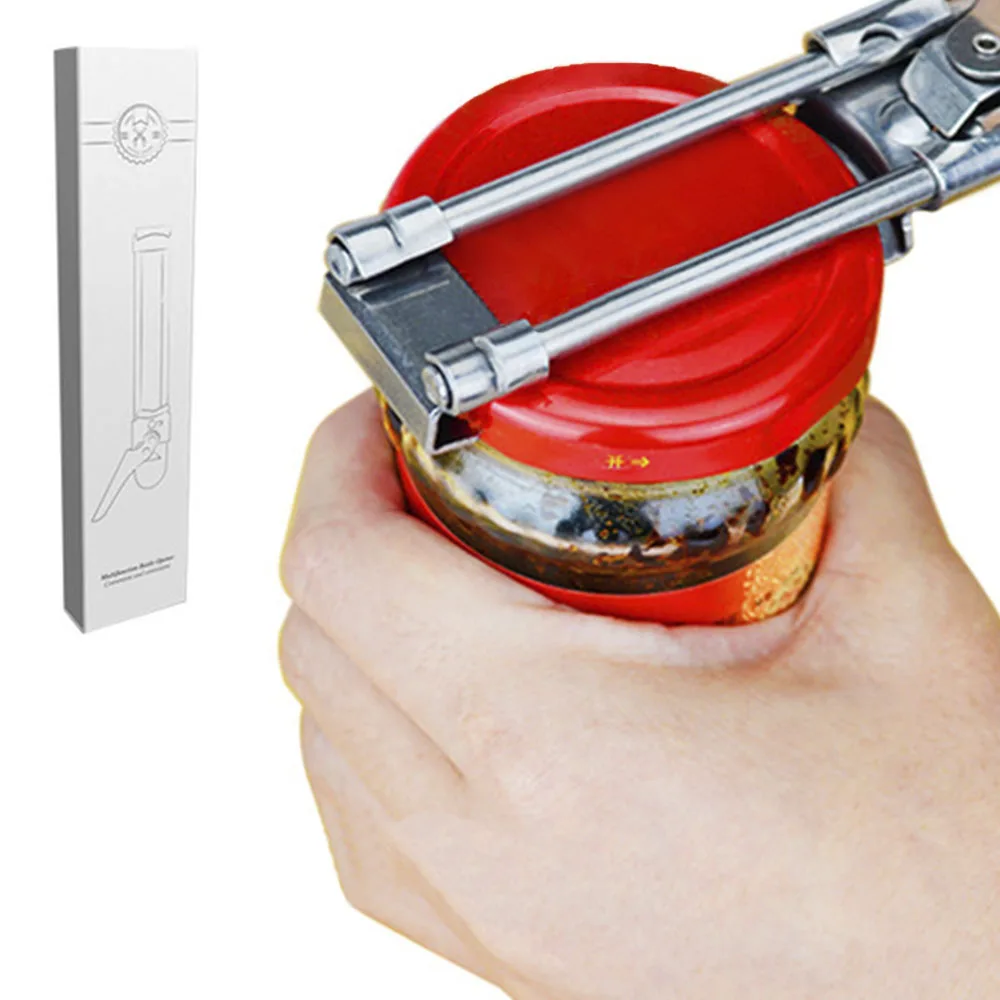 Jar Opener Adjustable Stainless Steel Can Bottle Lid Gripper Manual Kitchen Tool 
