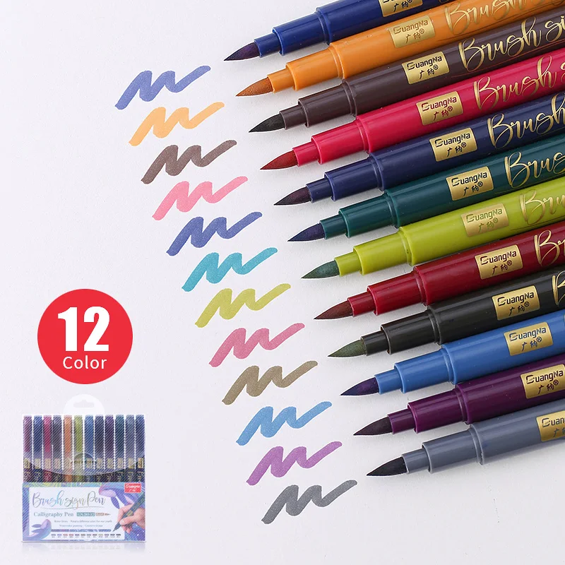 12-Colors-Calligraphy-Pen-Hand-Lettering-Pens-Brush-Refill-Lettering-Pens-Markers-for-Writing-Drawing-Black (3)