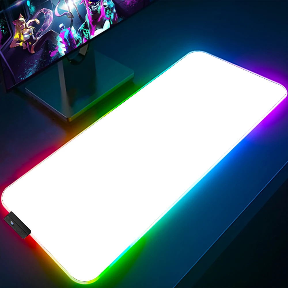 

Белый RGB игровой коврик для мыши, игровые аксессуары, RGB коврик для мыши, Настольный коврик со светодиодный подсветкой, коврик для компьютерной клавиатуры и мыши XXL, большой коврик, купить 1 получить 1
