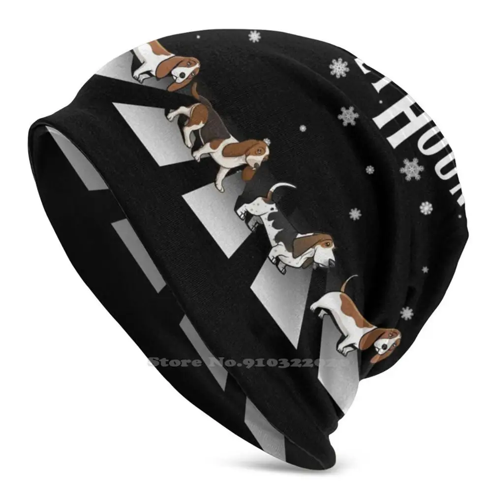 The Basset Hound Dog Crosswalk Funny Parody Outdoor Sports Sottile Antivento Soft Fashion Beanie Hat Basset Hound Dogs