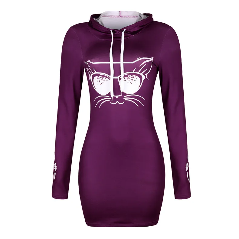  Winter Casual Women Sweatshirt Hooded Long Sleeve Skinny Printed Hoodies Women Clothes Drawstring P