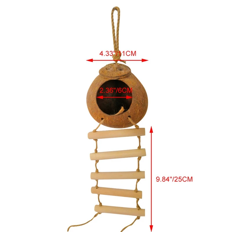 Товары для птиц попугай Кокосовая оболочка скворечник хижина кормораздатчик ПЭТ попугай птица хомяк белка гнездо для попугаев лестница шнур - Цвет: B