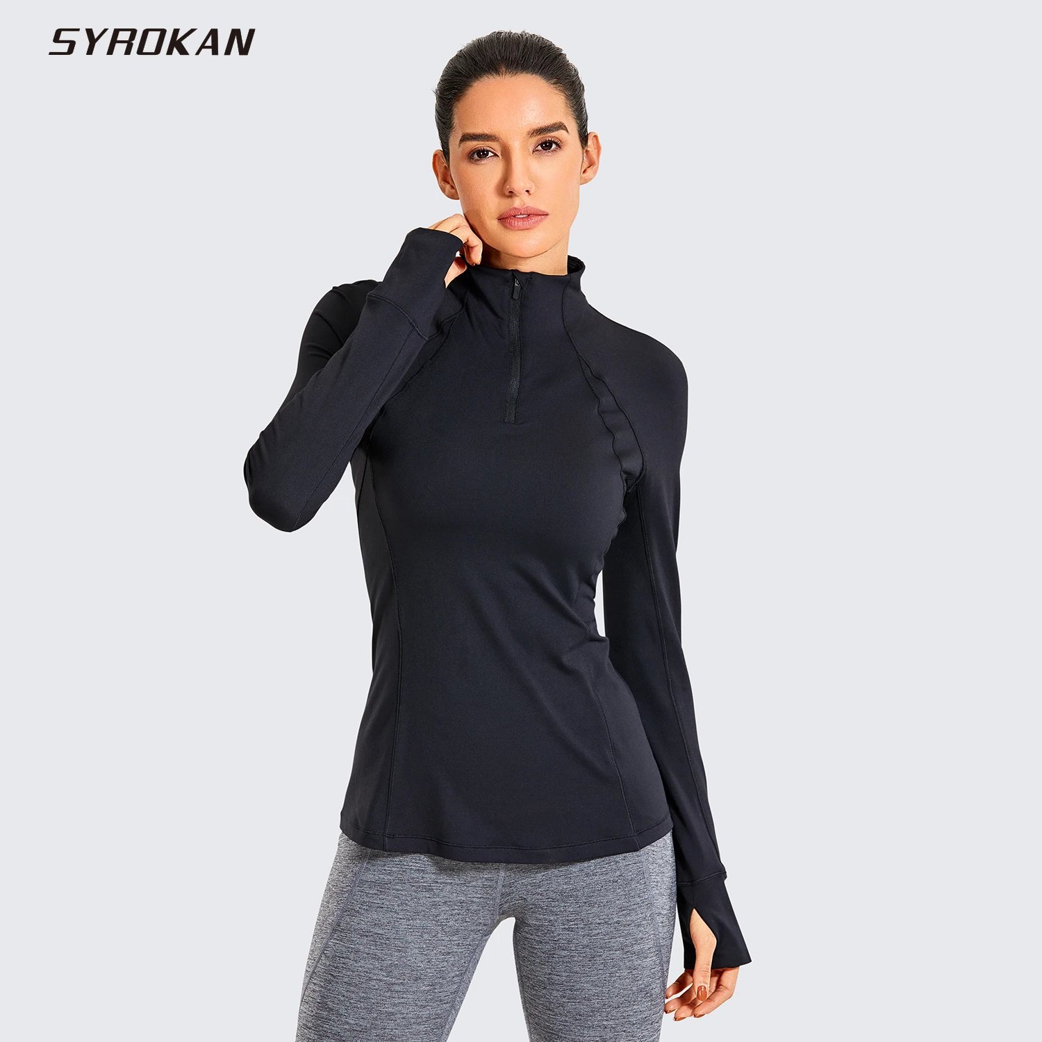 Women's Long Sleeve Workout Tops Quarter Zip Athletic Running Sweatshirt  Pullover