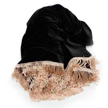 

88-key Electronic Piano Keyboard Cover Pleuche Decorated with Fringes Beautiful Black