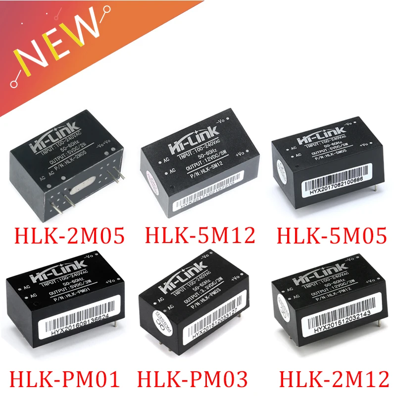 

HLK-PM01/03/12 HLK-5M05/12 HLK-2M05 AC-DC 220V to 5V/3.3V/12V Mini Power Supply Module Intelligent Household Switch Power