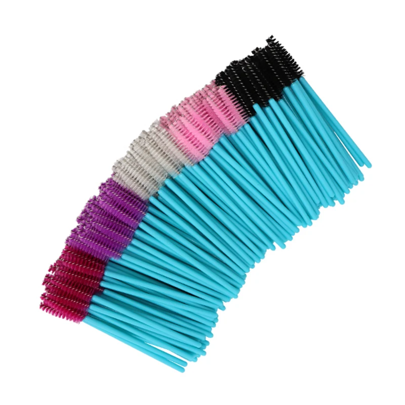 50Pcs Disposable Nylon Mascara Wands Blue Golden Blue Beauty Handle Brushes Lashes Makeup Brushes Eyelash Extension Tools