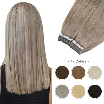 

Moresoo 12'' 14'' Tape Extensions Human Hair Black Brown Blonde Natural Straight Real Double Sided Adhesive PU Skin Weft Hair