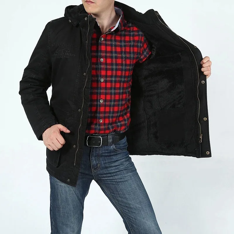Брендовая зимняя мужская куртка с хлопковой подкладкой, теплые парки, пальто размера плюс 5XL, военная куртка с капюшоном и несколькими карманами, парки Hombre Invierno