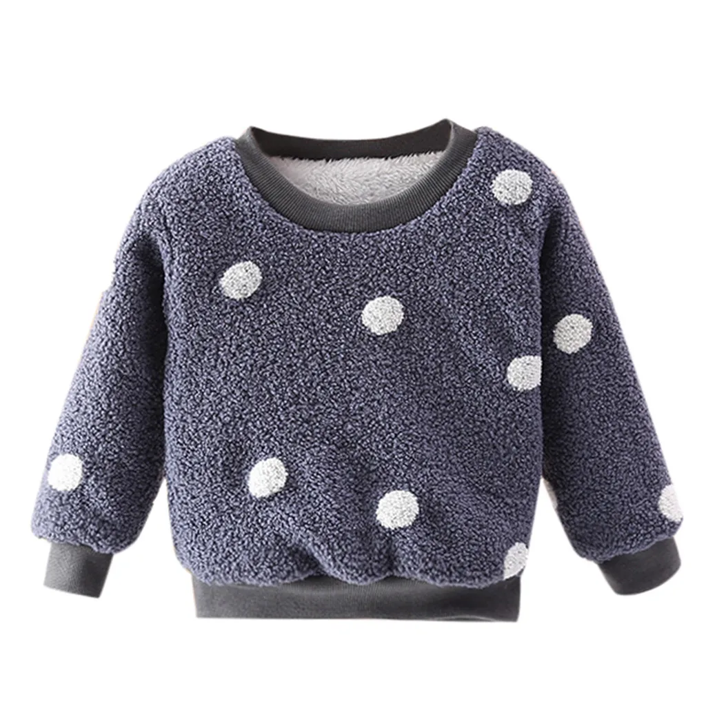 Детский зимний свитер; флисовый пуловер в горошек с длинными рукавами для маленьких девочек; топы; теплая одежда; одежда для маленьких мальчиков; H1108 - Цвет: Navy