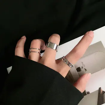 

Round Hollow Geometric Rings Set Women Fashion Opening Ring Ladies Girls Trendy Vintage Adjustable Ring Couple Female Jewelry