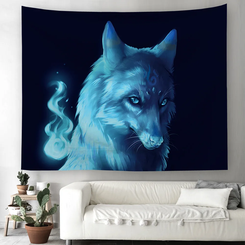 Луна волк Тотем колдовство гобелен хиппи настенный гобелен таинственная фантазия искусство мечта ловить ткань украшения