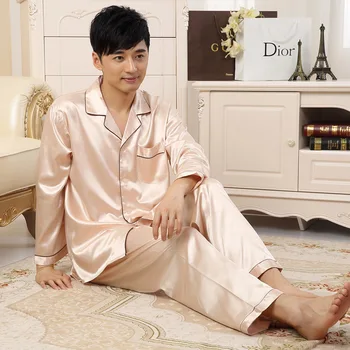 

Plus Size 3XL Lovers Nightwear Lougne 2PCS Pajamas Suit Soft Satin Sleepwear Home Clothing Loose Intimate Lingerie With Button