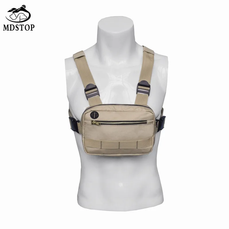 

MDSTOP Durable Nylon Adjustable Sports Front Chest Bag Pack Pouch for Running, Climbing, Hiking and Outdoors