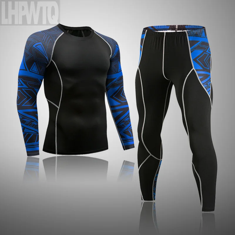 Spartan Men's Thermal Underwear Underpants Kit Sports Compression Clothing Tracksuit For Men Fitness Slim Joggers Base Layer Set 5