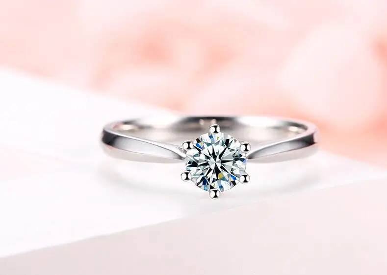 Элегантный 0.3ct D Цвет 6 Муассанит белое золото цвет S925 стерлингового серебра обручальные кольца Обручение полосы Для женщин, ювелирное изделие для невесты