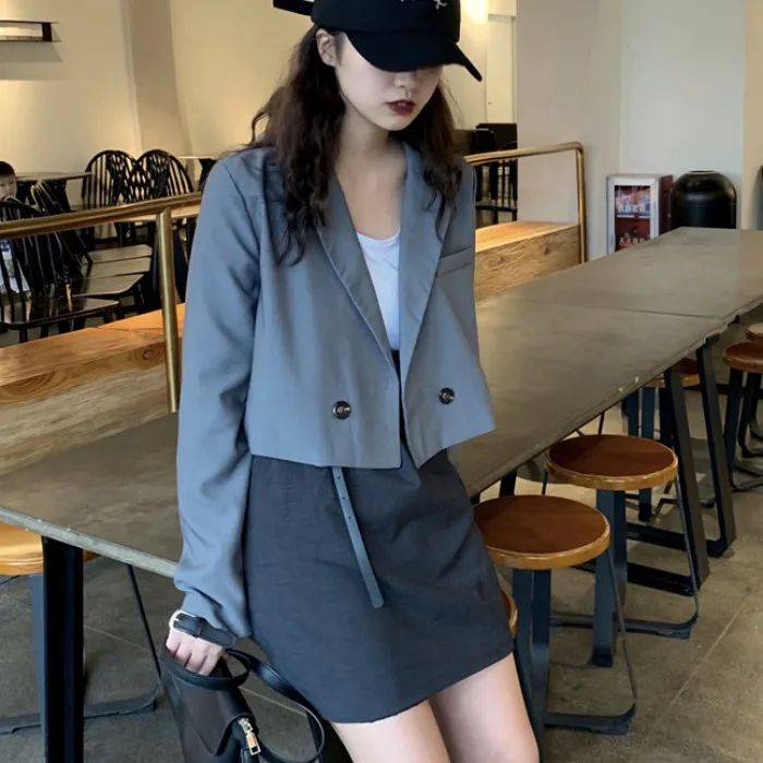 

2019 Summer New Style WOMEN'S Dress Retro Short Button Pocket Small Suit Korean-style Sense of Design Versatile Small Coat Fashi