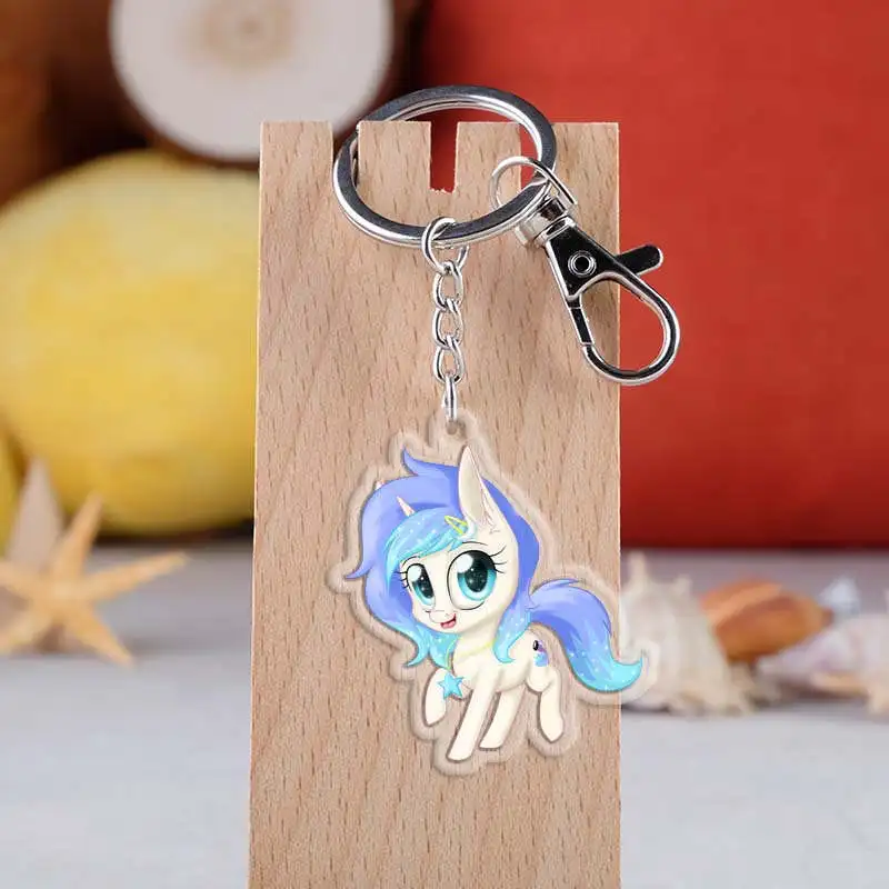 style 10 LXJERY 20 Styles Cartoon Anime My Little Poni Horse Unicorn Keychain Acrylic Key Chain Schoolbag Decorations Pendant Key Ring - Цвет: style 10