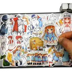 Autocollants imperméables pour Scrapbook, 40 pièces, autocollants mignons, dessin animé, cellules au travail, dessin animé amusant, papeterie pour téléphone portable, Skateboard, vélo, voiture 