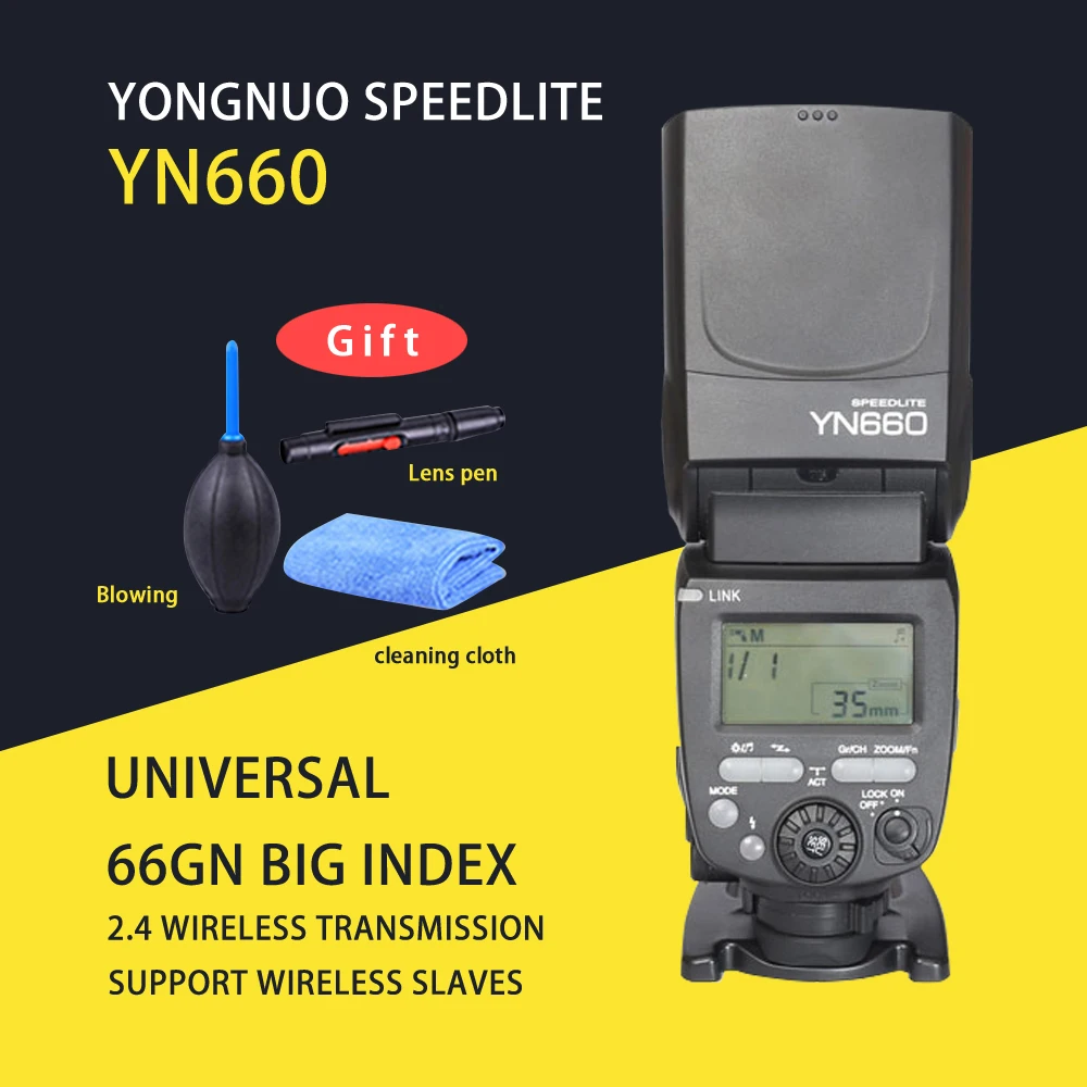 YONGNUO YN 660 Беспроводная вспышка Speedlite GN66 2,4G Беспроводная радио Master Slave для Canon Nikon Pentax Olympus YONGNUO YN 660