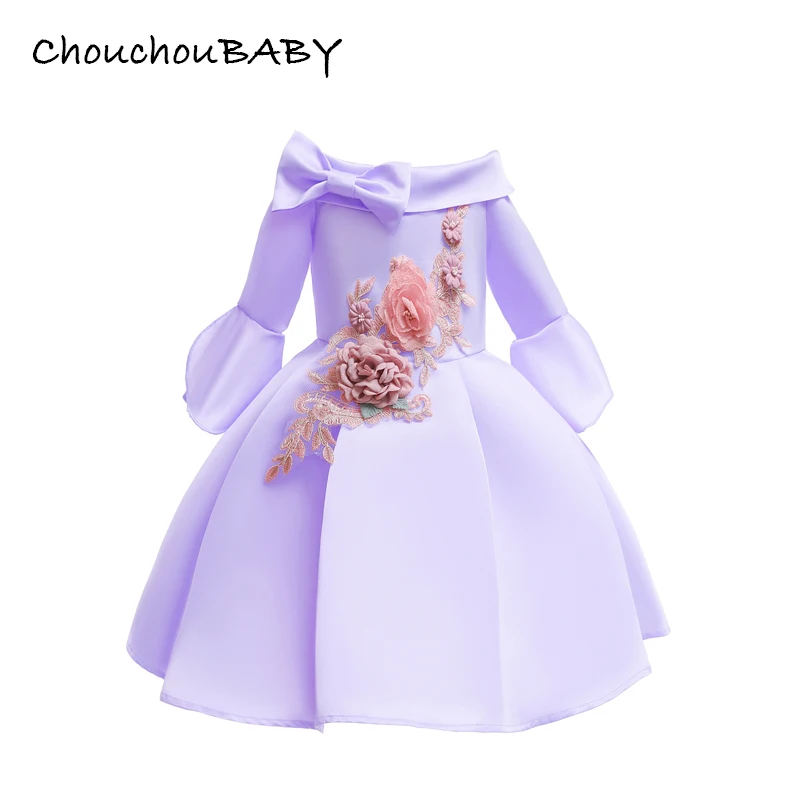Petit Camelia/вечернее платье на свадьбу для девочек; костюм принцессы с юбкой-пачкой; Новинка года; одежда для детей 3-8 лет - Цвет: Light Purple