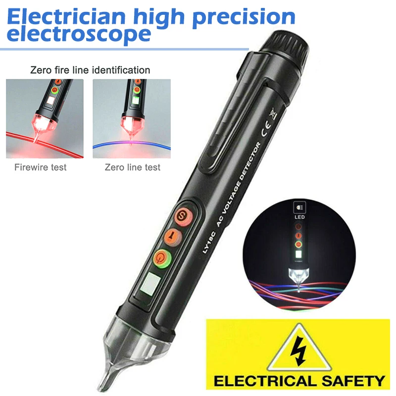 

Newly AC DC Voltage Test Pencil Pen Non Contact Tester 48V/12V-1000V Voltage Sound LED Alarmed TE889