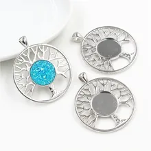 5 шт. 14 мм внутренний размер высокое качество родий цвета покрытые дерево стиль кабошон базовая Камея Установка амулеты Pendant-R7-01