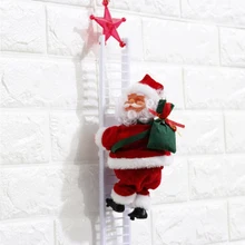 Санта-Клаус, лестница электрическая(1 шт.), фигурка игрушка с орнаментом для рождественской вечеринки, украшение для дома, двери, стены, сюрприз для детей