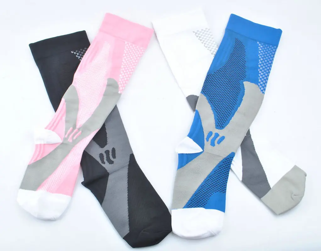 Мужские Женские Компрессионные носки подходят для спорта черные снятия