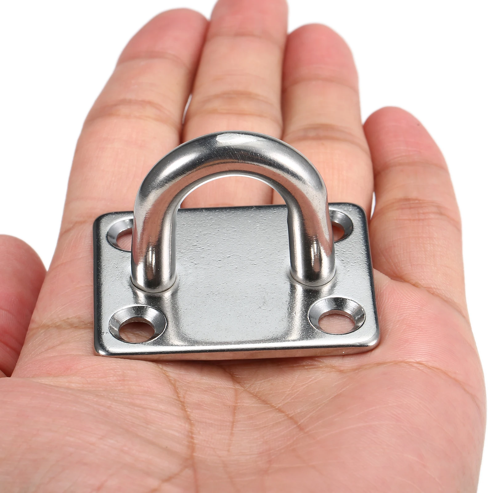 4pcs Heavy Duty 304 Stainless Steel Square Pad Eye Plate Shade Ring Loop Hook Wall Mounted for Sail Sailboat