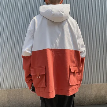 

2020 Men's Hat Work Clothes Coats Streetwear Bomber Jacket Loose Male Outerwear Pocket Military Jackets Hip Hop Windbreaker