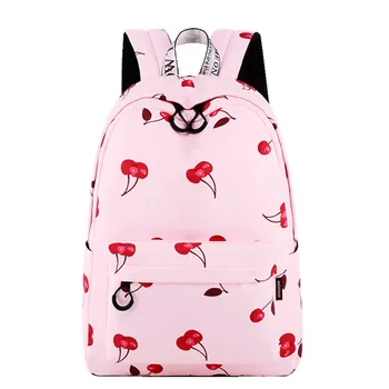 

Women Cherry Backpack Soft Back Polyester Backpacks School Bags Student Girls Large Capacity Travel Rucksack Mochila 2019