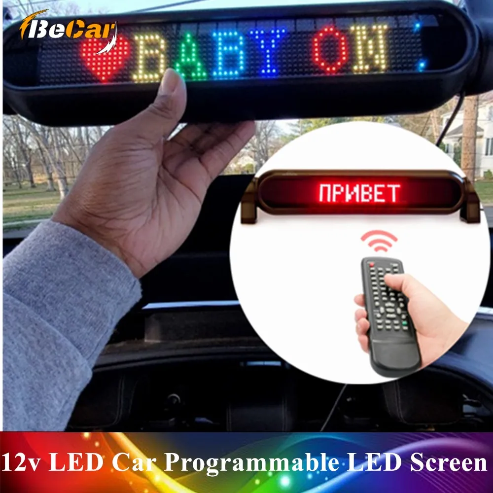 

Multi-language 43cm 12v Led Car Electronic Sign Programmable Remote Control Mirror Text Led Display Panel Rolling Red Support