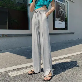 

2020 New Summer Women Pants Casual Loose Wide Leg High Waist Pure Color Pants Trousers Women Harajuku Style Sports Free Shipping