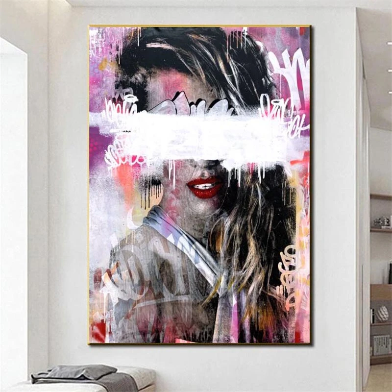 

Modern Art Beauty Girl Fashion Graffiti Cover Posters And Prints Model Picture Abstract Wall Art Canvas Painting For Living Room