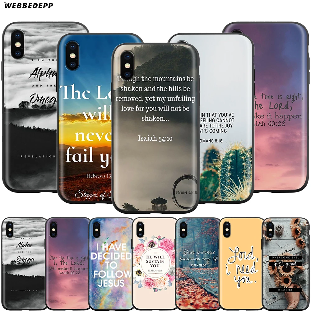 

Webbedepp Christian Quote God Faith Case for Apple iPhone 11 Pro XS Max XR X 8 7 6 6S Plus 5 5S SE