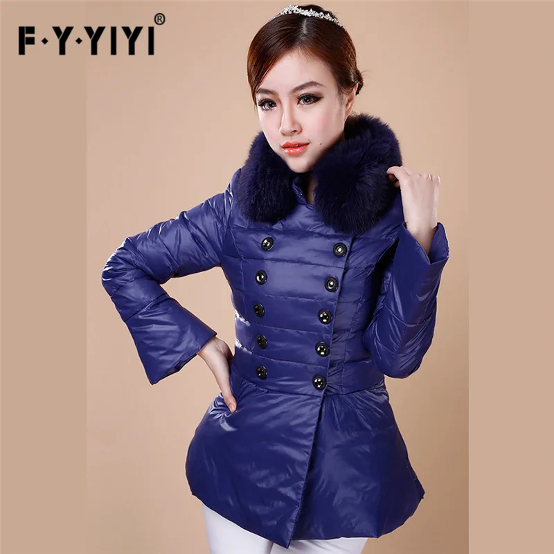Женский двубортный Бант был тонким пухом 928 - Цвет: Navy blue